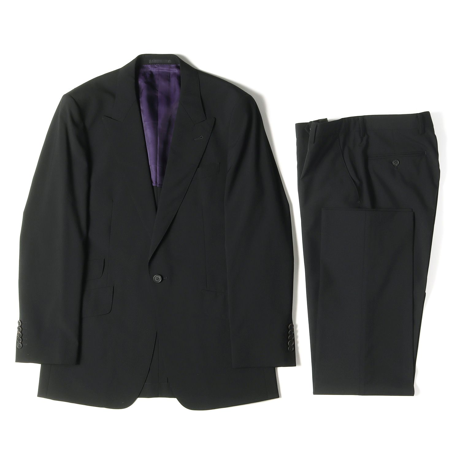 【激レア美品】Paul Smith ウールピークドスーツ セットアップ 黒 Paul Smith ポールスミス ピークドラペル ウール スーツ