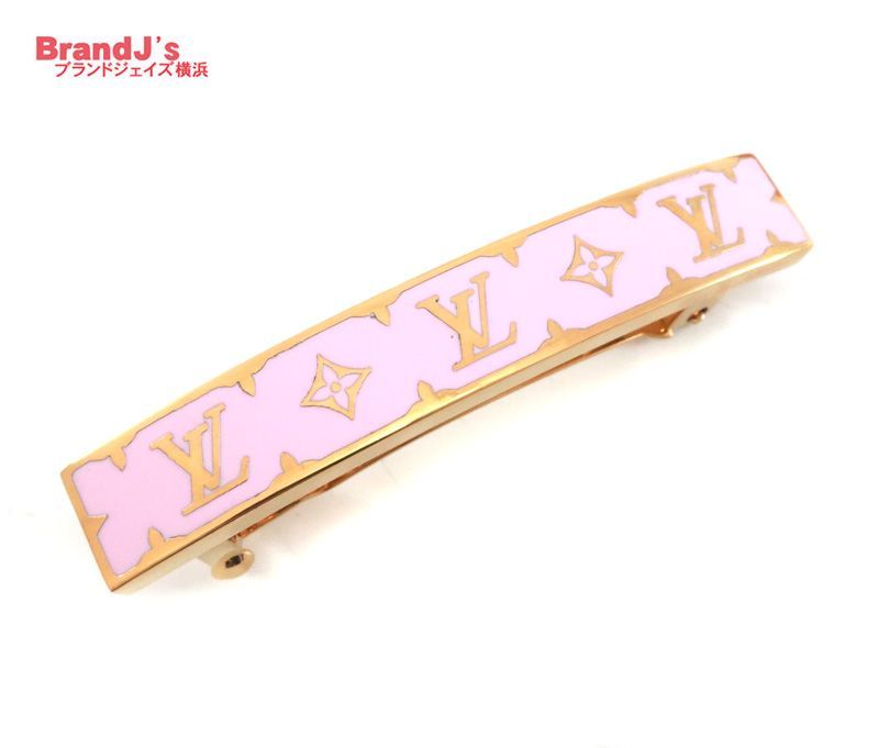 ルイヴィトン バレッタ ナノグラム エナメル 髪留め ピンク ゴールド M01827 現行モデル LOUIS VUITTON |33956