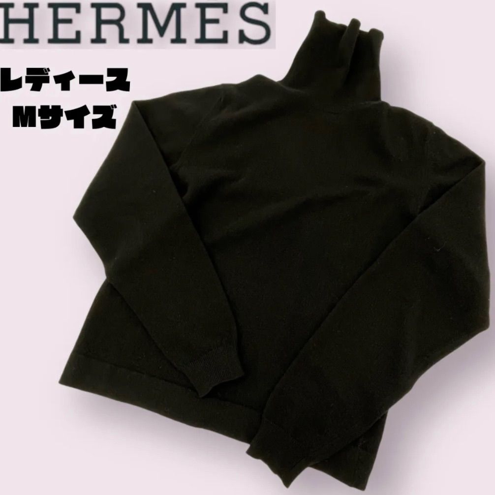 美品 HERMES エルメス ネオパリジェンヌ タートルネックセーター トップス レディース ブラック 36 2H2653DM 23SS 新品タグ付き 希少品】エルメス ハイネックニット ネオパリ