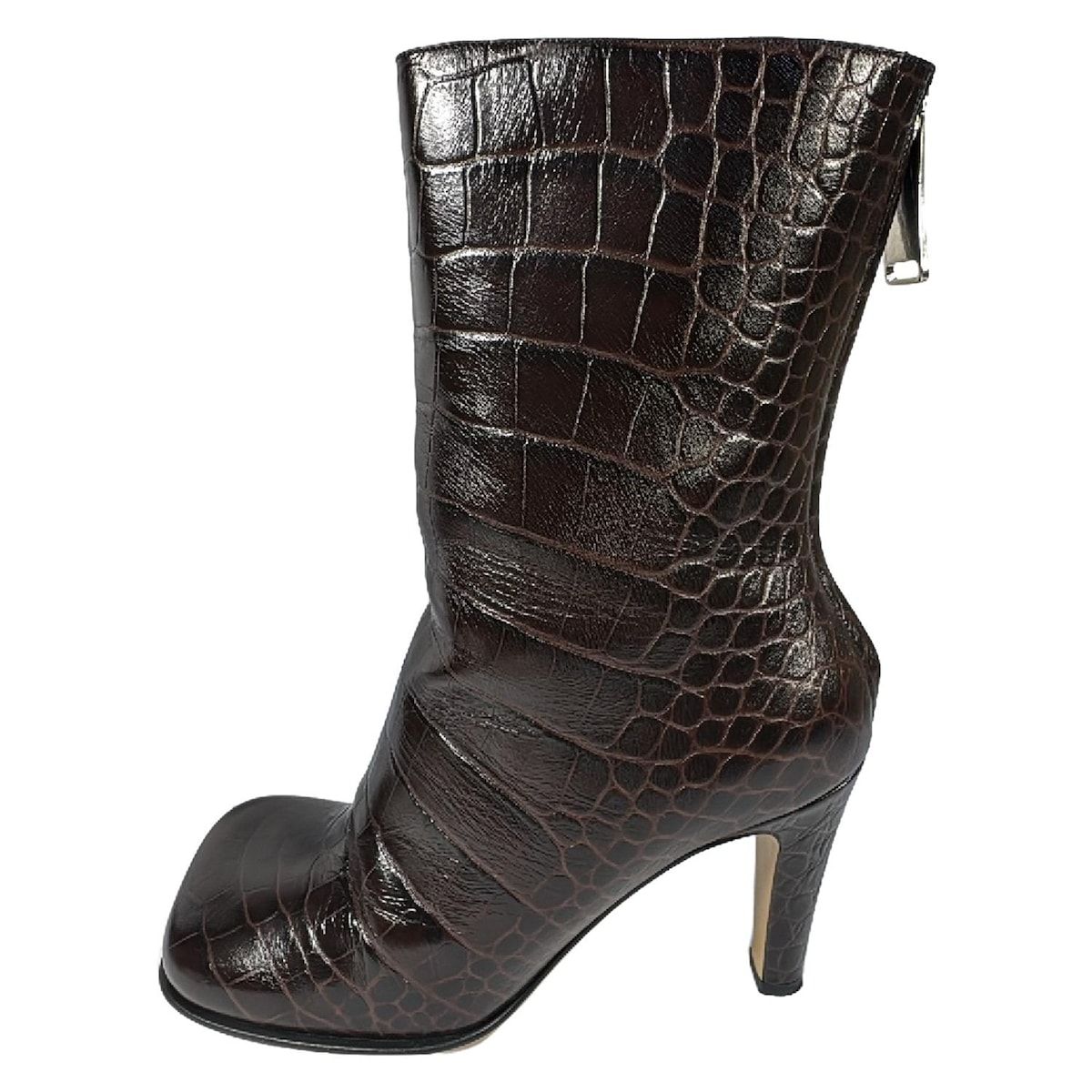 BOTTEGA VENETA ボッテガヴェネタ ショートブーツ 36 レディース - ダークブラウン 型押し加工 レザー
