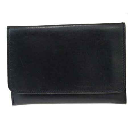【中古】 中美品 エルメス HERMES カードケース 名刺入れ パスケース 定期入れ ブラック レザー 01EY343