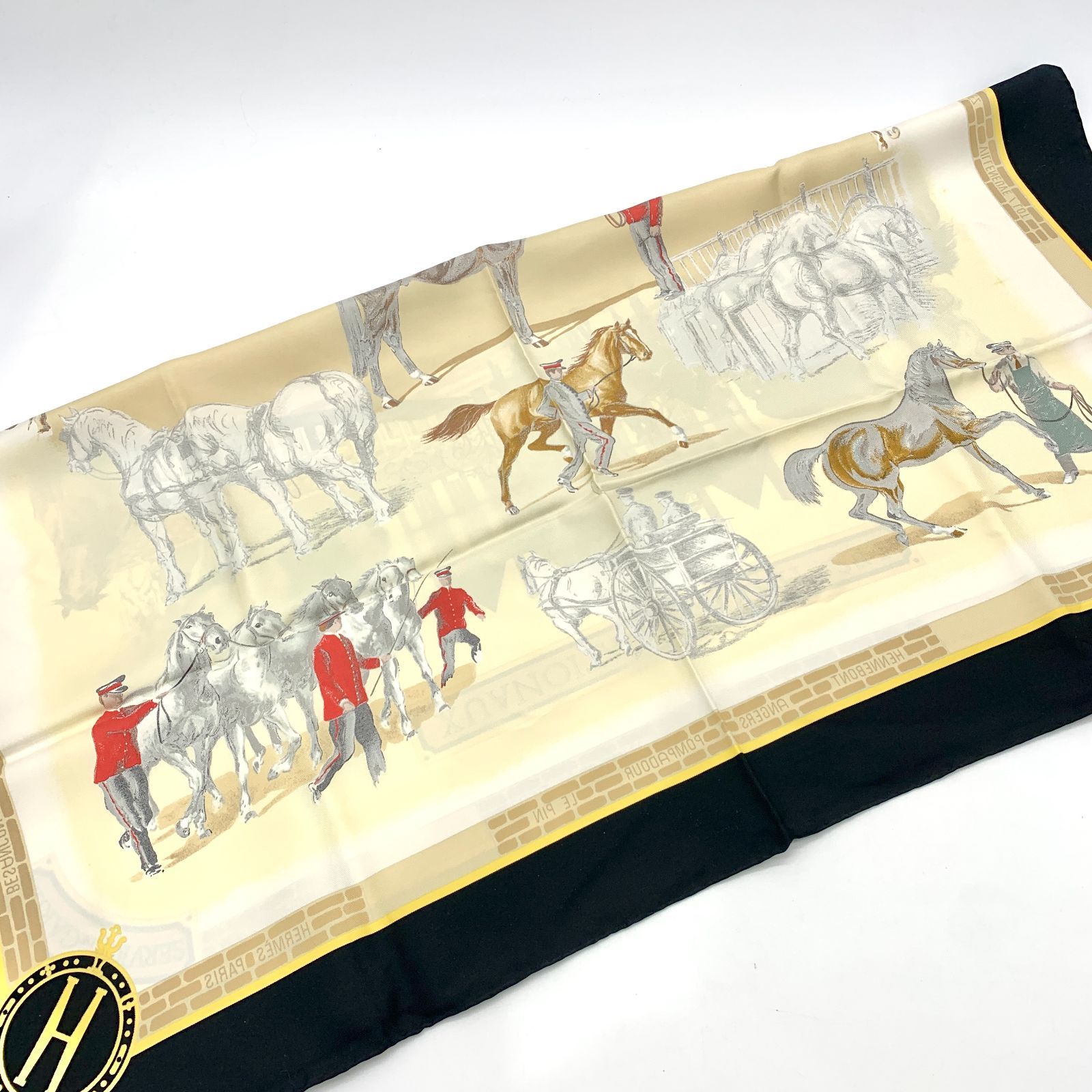 ▽HERMES/エルメス カレ90 スカーフ LES HARAS NATIONAUX 国立種馬飼育