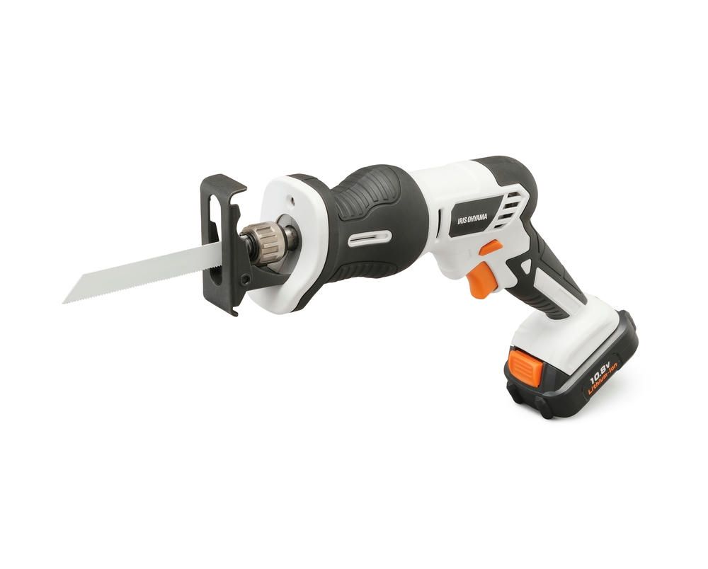 アイリスオーヤマ 共通バッテリーシリーズ 充電式 レシプロソー 10.8V 電動のこぎり バッテリー 充電器付 木材用 鋼鉄用刃付属 コードレス ホワイト IRIS OHYAMA JRS13