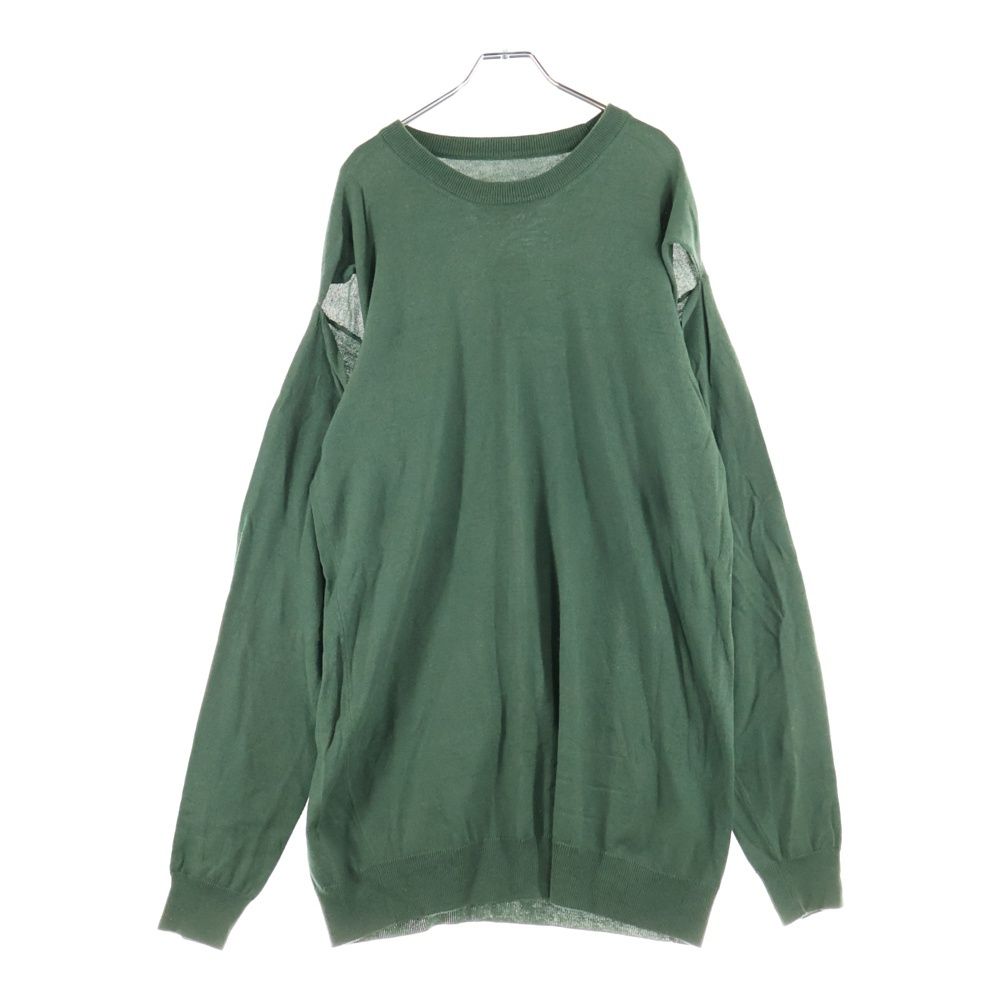 Maison Margiela メゾンマルジェラ 20SS Wool One Peace ショルダーカットオフ クルーネック ウールニットワンピース グリーン レディース S51CU0169 S17248
