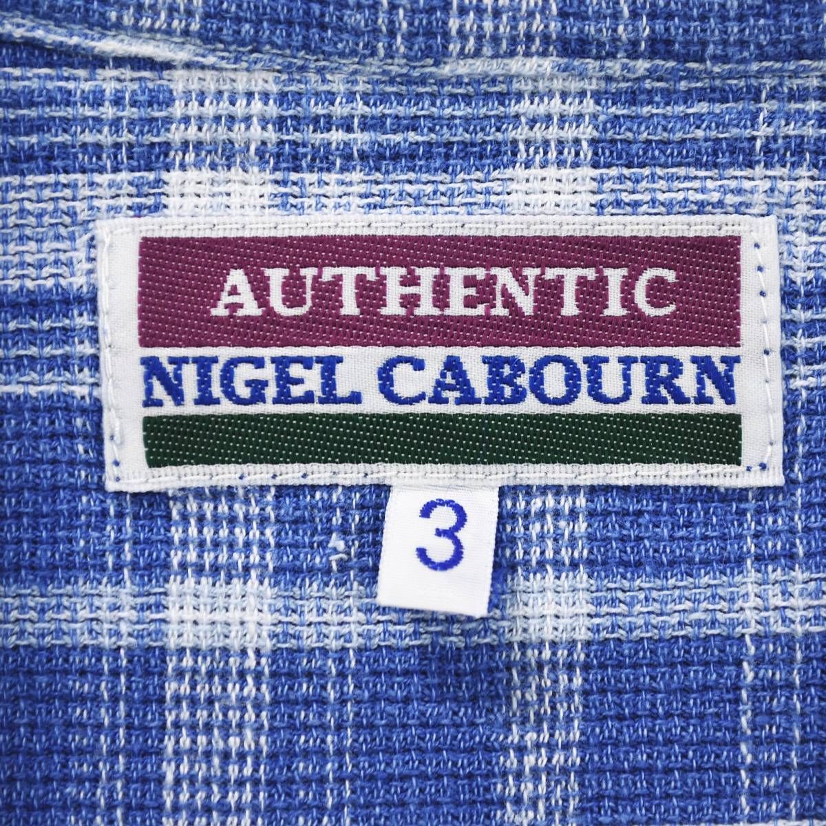 旧タグ】 90s ナイジェルケーボン NIGEL CABOURN チェック柄 オープン 