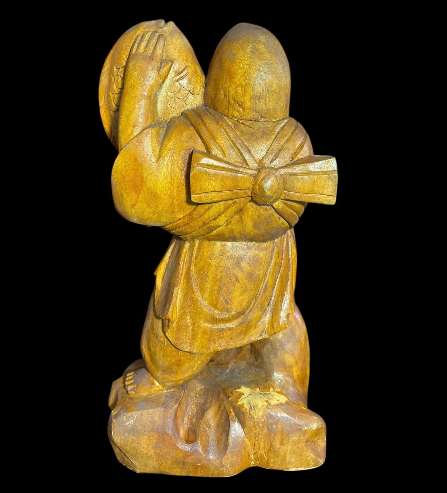 【美品】恵比寿像 七福神 木彫 仏像 彫刻 開運 置物 アンティーク インテリア 木彫り 恵比寿 七福神 木製 恵比寿様 開運 縁起物 彫刻 仏像 古