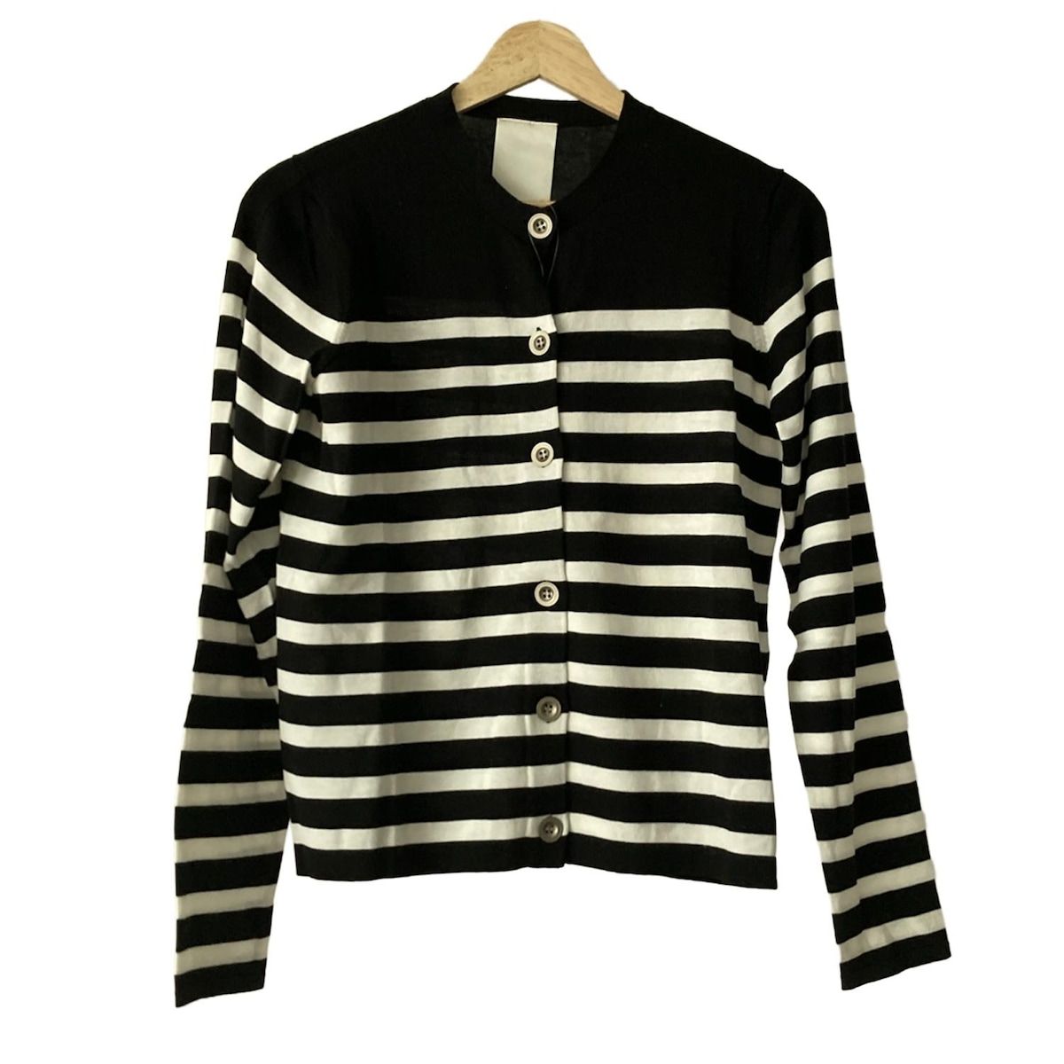 whim gazette ウィムガゼット カーディガン サイズF レディース - 黒×白 長袖 ボーダー