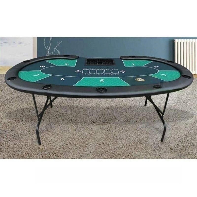 折りたたみ式 ポーカーテーブル 9人用 楕円形 カップホルダー付き チップトレイ テキサス ホールデム カジノ レジャーゲーム