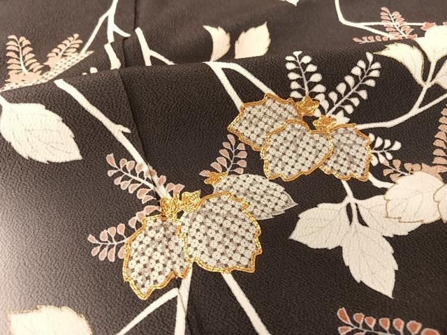 平和屋着物●銀座きしや　訪問着　駒刺繍　桐　暈し染め　金彩　たとう紙付き　正絹　逸品　AAAT3153np 平和屋着物○銀座きしや 訪問着 駒刺繍 桐 暈し染め 金彩 たとう紙付き