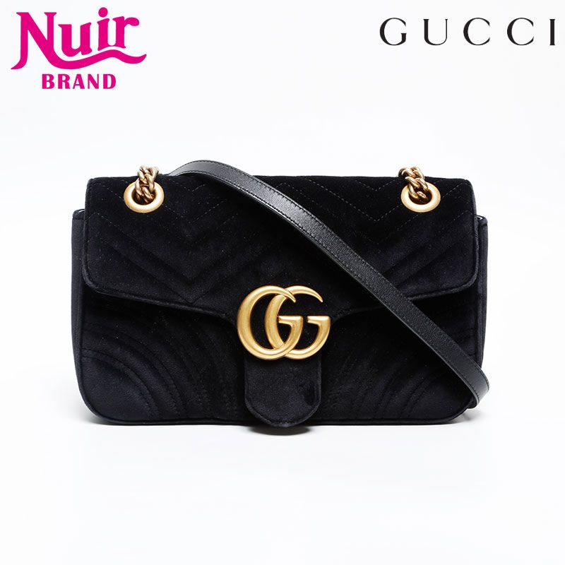 GUCCI GGマーモント　ベロア　チェーンショルダーバッグ 中古・古着通販】GUCCI (グッチ) ベロアGGマーモント ベルベット