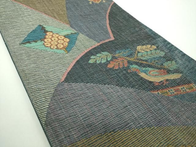 平和屋着物 西陣 じゅらく謹製 六通柄袋帯 コプト花鳥文 金糸 正絹 DAAX4559ps