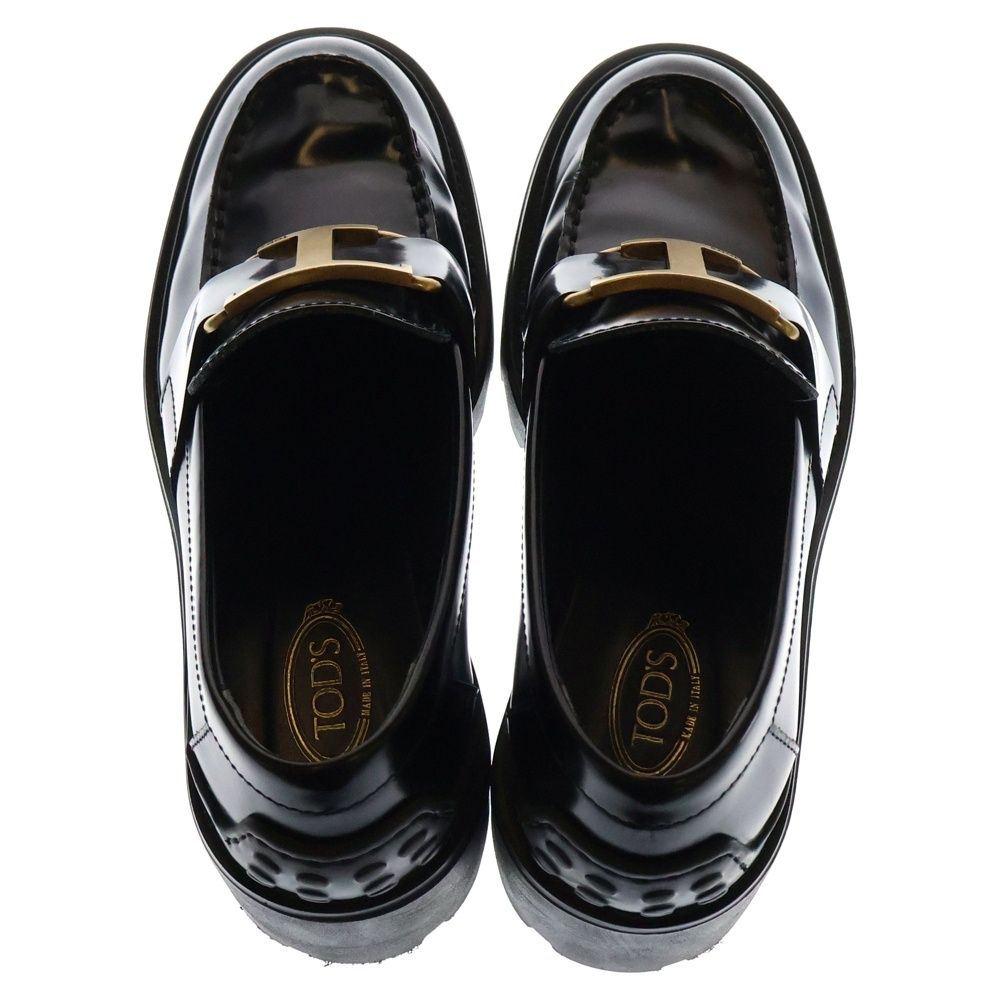 TOD'S Tロゴバックル タイムレス レザー ヒール ローファー TOD'S (トッズ) Tロゴバックル タイムレス レザー ヒール