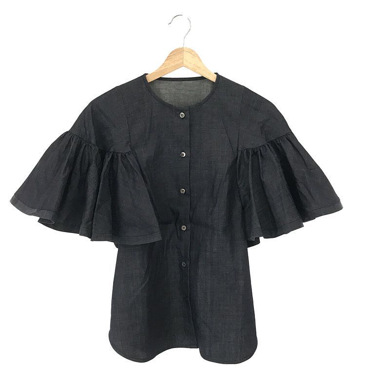 【美品】  aLORS / アロー | 2023SS | Estelle jean エステルジーン フリル デニムブラウス | M-L | インディゴ | レディース aLORS / アロー | 2023SS | Estelle jean エステルジーン フリル