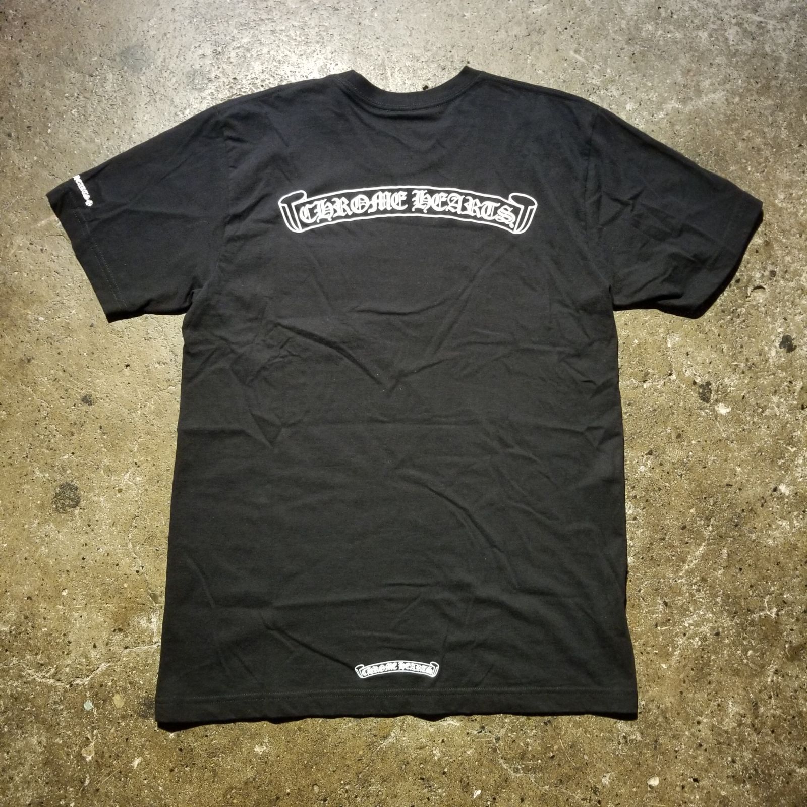 クロムハーツ ポケット Tシャツ スクロールラベル USA製 L ラベル付き 黒