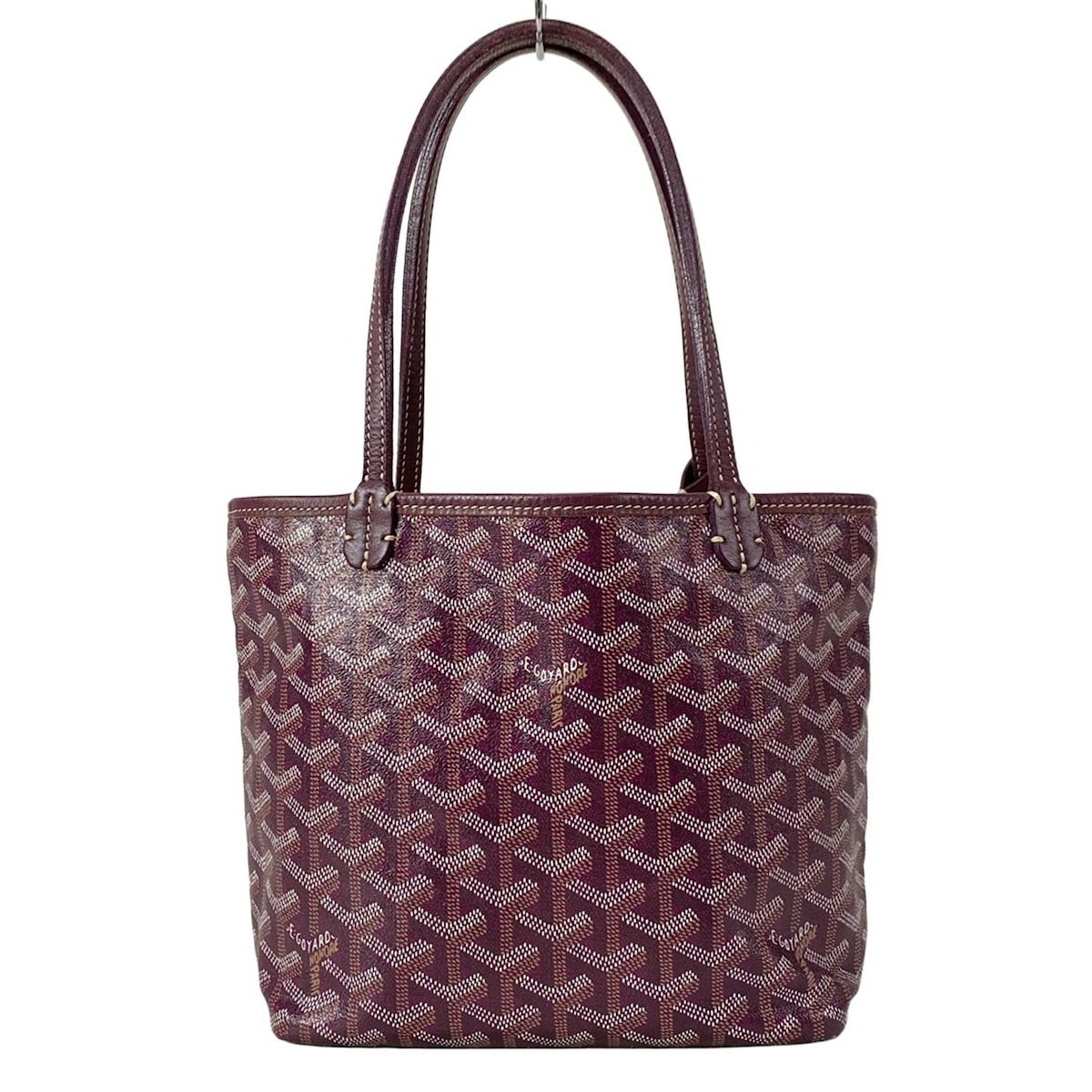 GOYARD ゴヤール トートバッグ サンルイジュニア ボルドー×白×ベージュ レザー