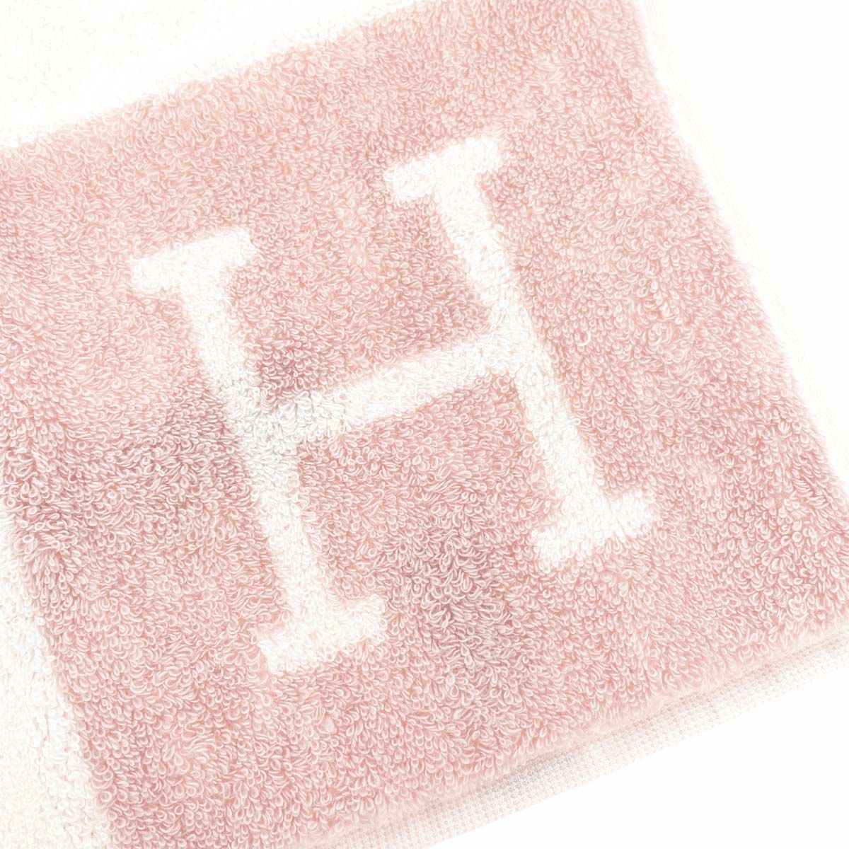 HERMES フェイスタオル Hロゴ ピンク/ホワイト HERMES エルメス ハンドタオル/カレタオル アヴァロン/Hロゴ