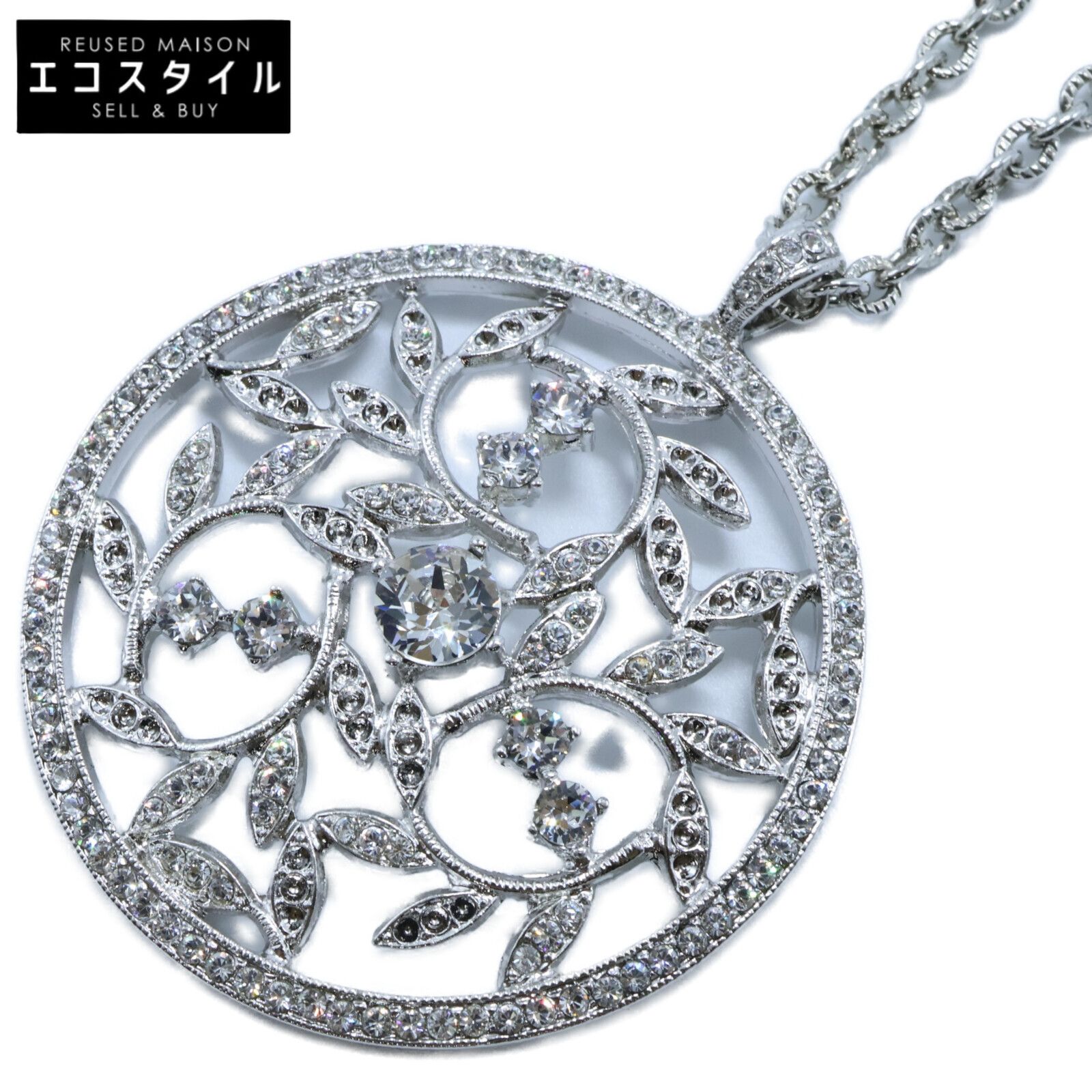 FOXEYフォクシー　ラインストーンロングネックレス　サークル　リーフモチーフ 2889900000028620-1w.jpg