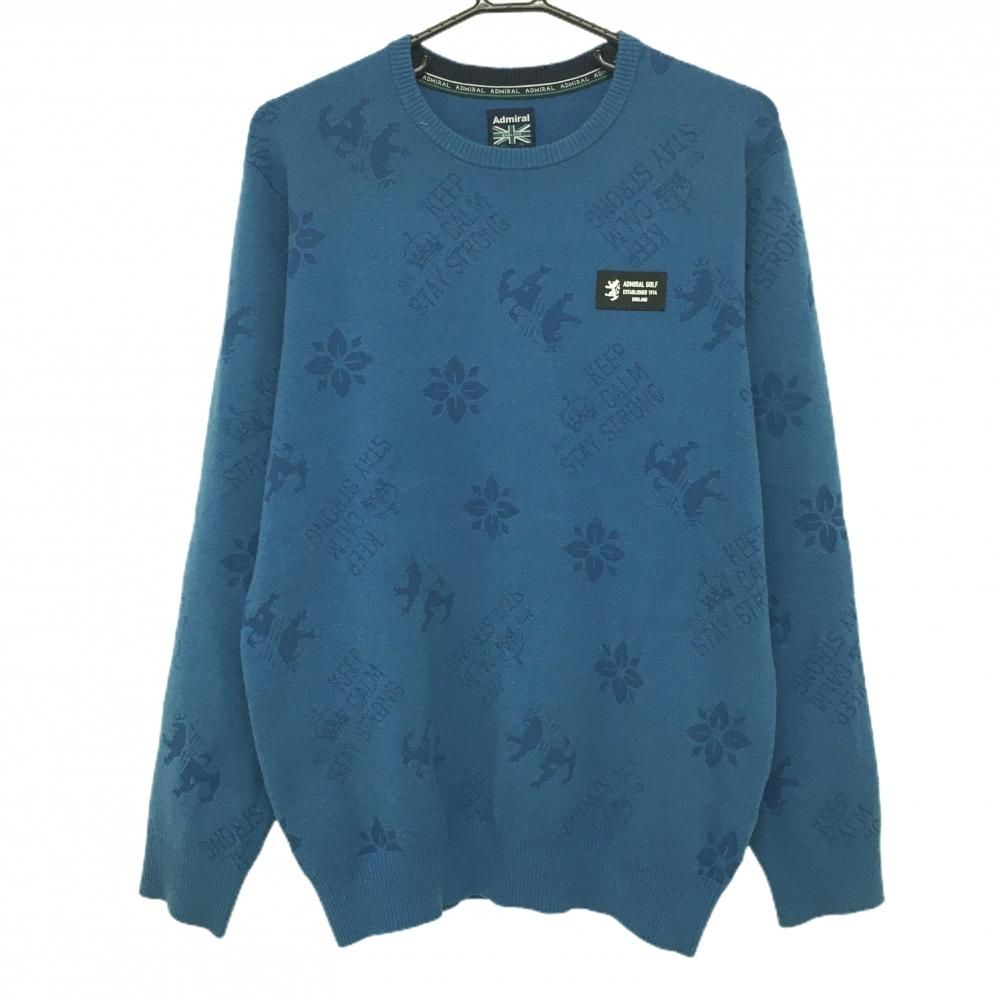 アドミラル セーター ブルー 総柄編み ストレッチ メンズ L ゴルフウェア Admiral