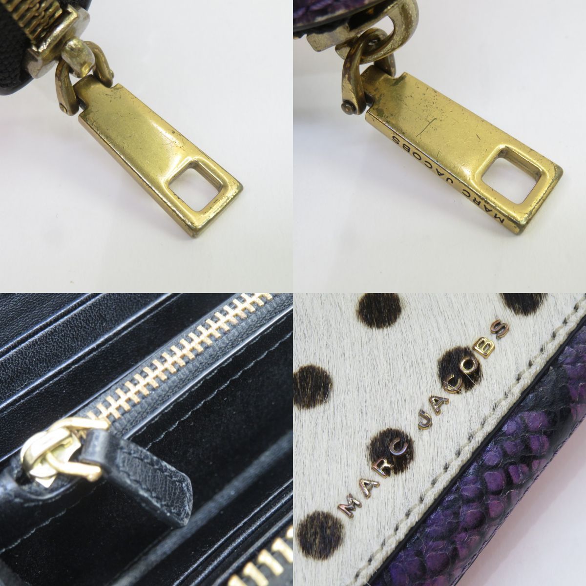 MARC JACOBS マークジェイコブス 異素材MIX ハラコスネーク 型押し ラウンドファスナー 長財布 M0012092-578 ※中古 -  メルカリ