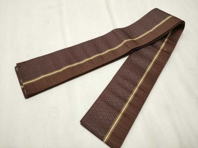 平和屋着物○男性 本場筑前博多織 両面 角帯 間道 献上柄 正絹 逸品