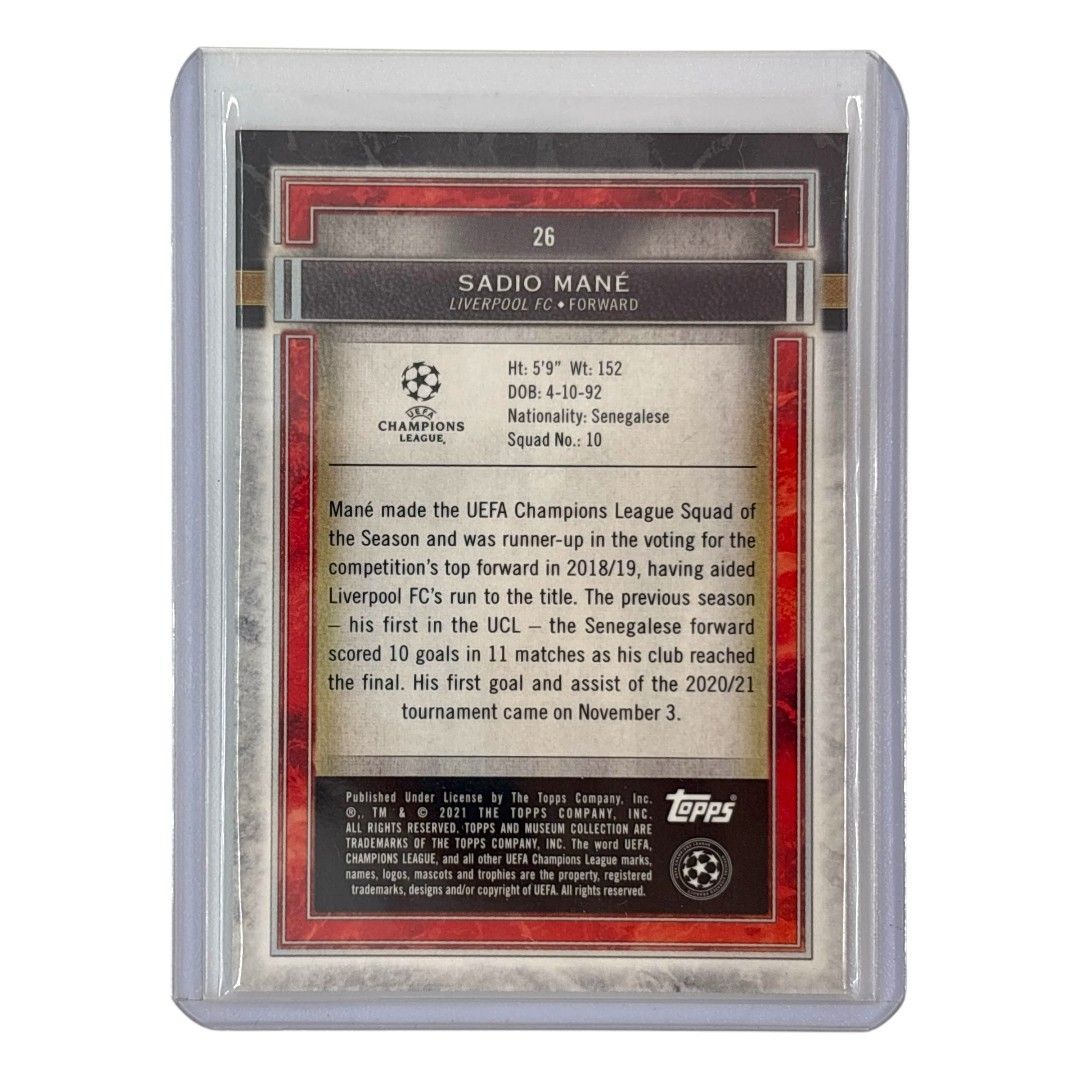 TOPPS サッカーカード MUSEUM COLLECTION SADIO MANE LIVERPOOL 21/25 #26 送料無料 中古 IT1 TOPPS サッカーカード MUSEUM COLLECTION SADIO MANE LIVERPOOL