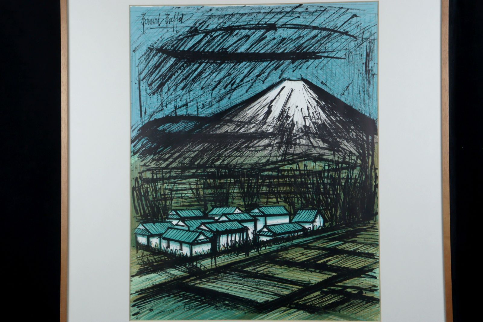 ベルナール・ビュッフェ 「富士山」 リトポスター 1980年 唐物 骨董 古