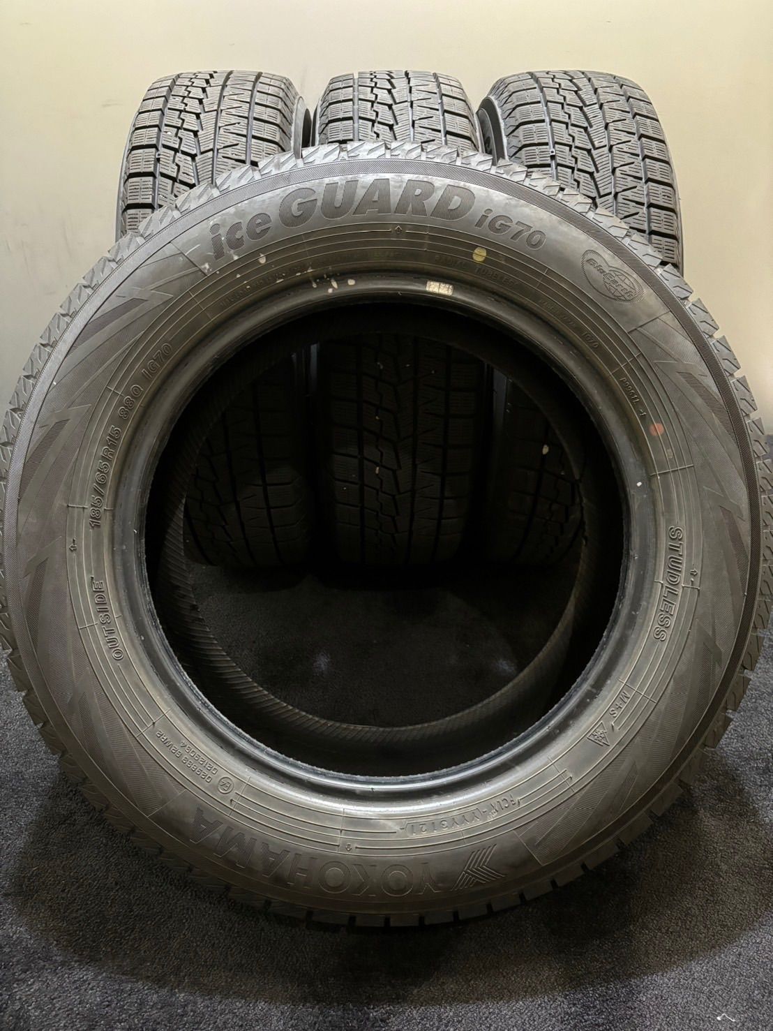 ★185/65R15 YOKOHAMA/ice GUARD iG70 21年製 スタッドレス 4本 ヨコハマ アイスガード アクア ノート フリード デミオ (南4-G991)