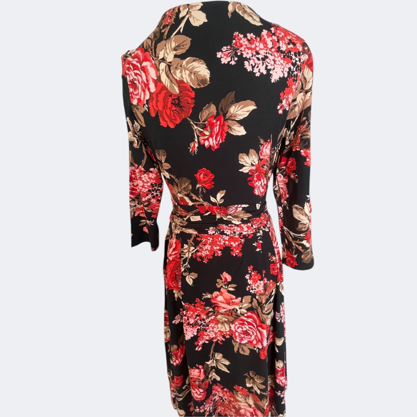 ◆ROMANローマン 秋冬大人ブラックxレッドお花柄柔らかフ