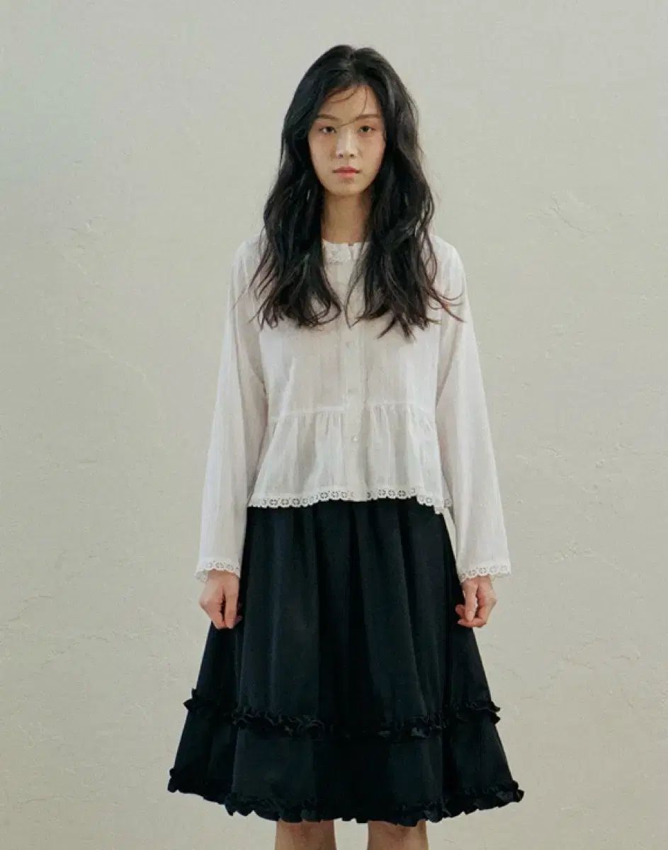 ホクス フォカス 優しい フリル ディテール バンディング スカート ダークネイビー WWW_NOITHATQUANGTHANH_NET