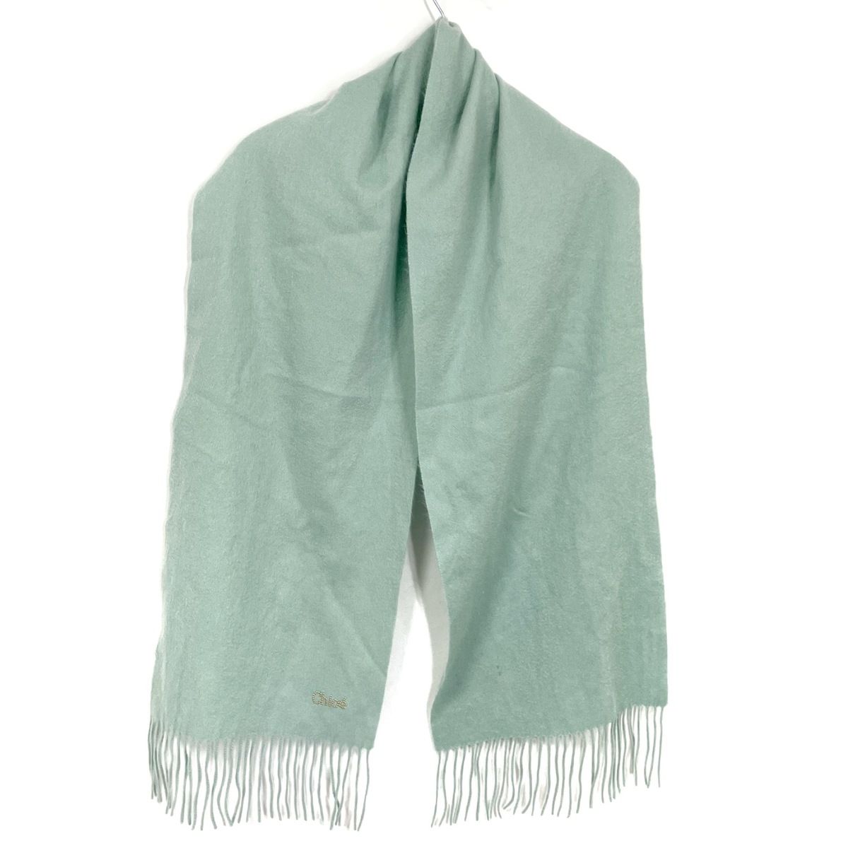 美品★Chloe カシミヤ100％　マフラー　ストール　ブルー　水色 美品☆Chloe カシミヤ100％ マフラー ストール ブルー 水色 レディース