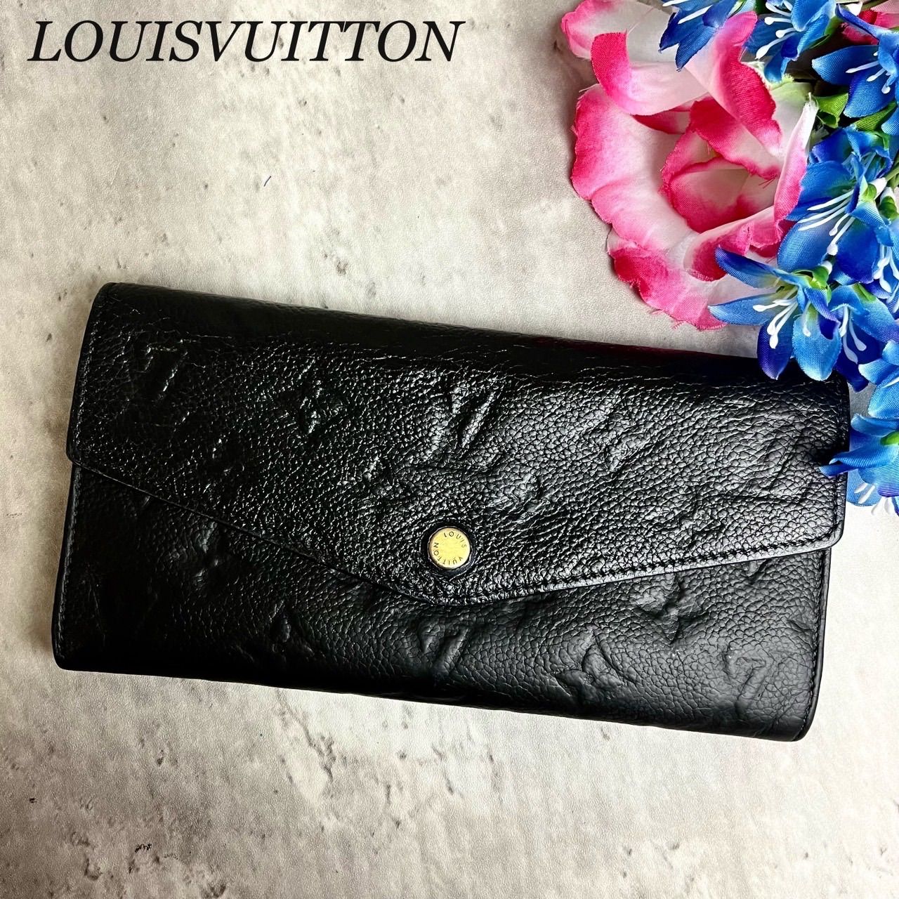 LOUIS VUITTON 長財布 モノグラムアンプラント レザー ポーチ付き