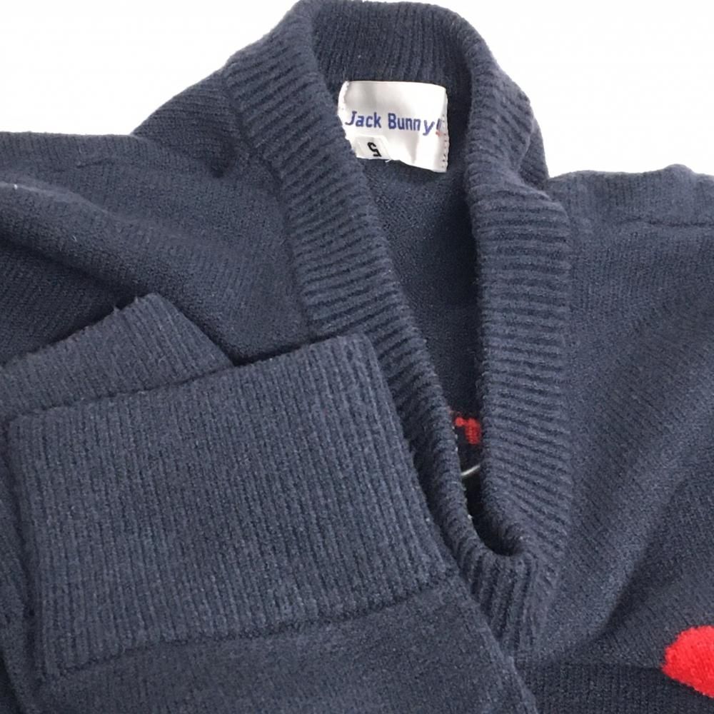 ジャックバニー セーター ネイビー×レッド ハート 背面ロゴ ニット