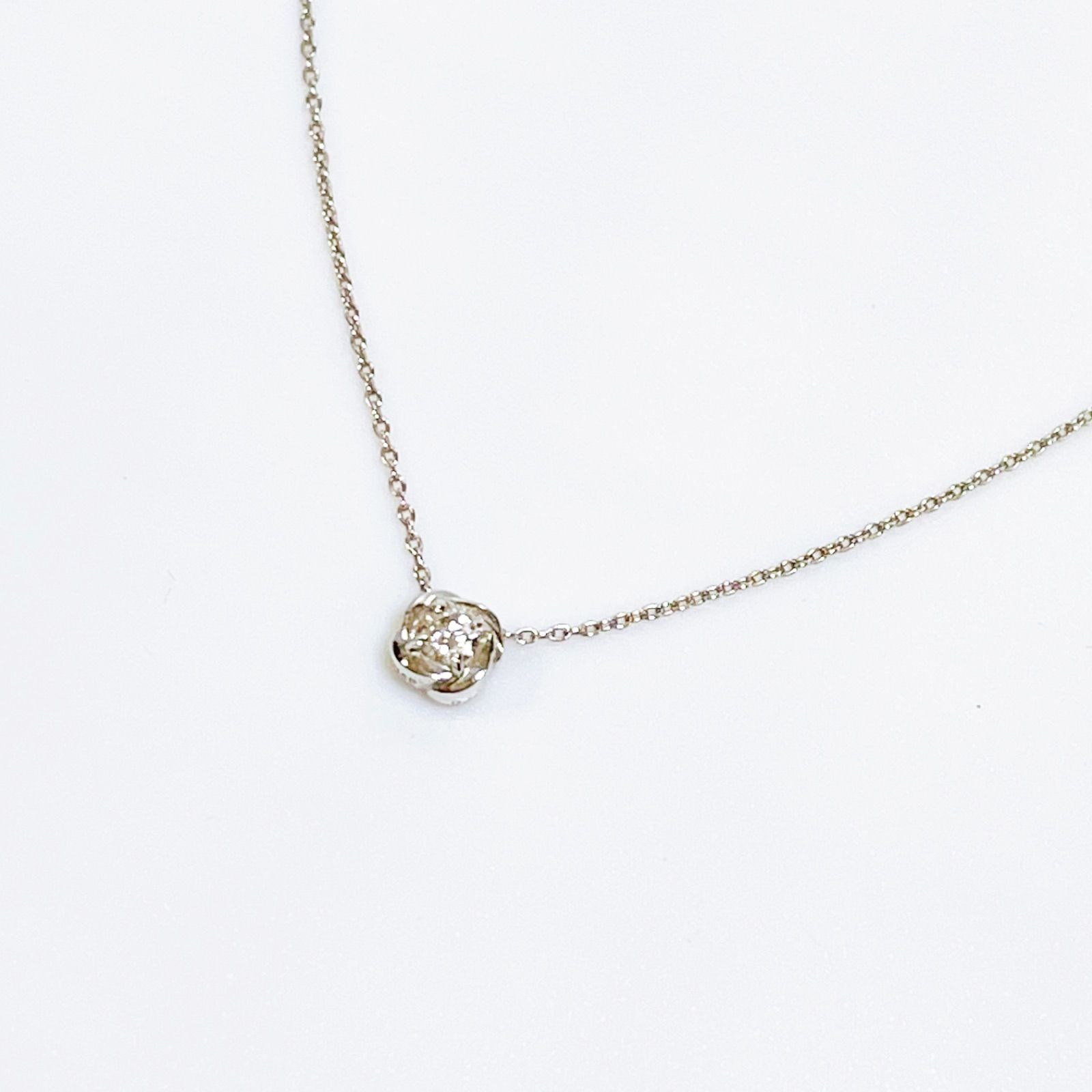 ネックレスK10ダイヤ WISP ウィスプ 一粒 WG ローズデザイン 0.05ct 