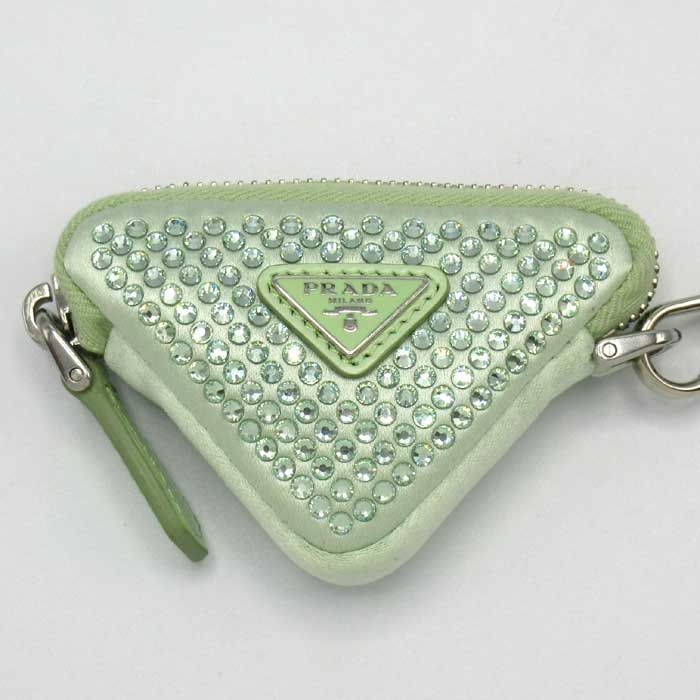 プラダ PRADA ラインストーン ミニ ポーチ チェーンネックストラップ付  