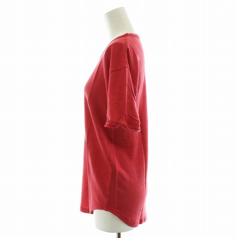 イザベル マラン エトワール ISABEL MARANT ETOILE 2019年製 Tシャツ カットソー 半袖 ロールアップ リネン 麻 S 赤 レッド AN 21
