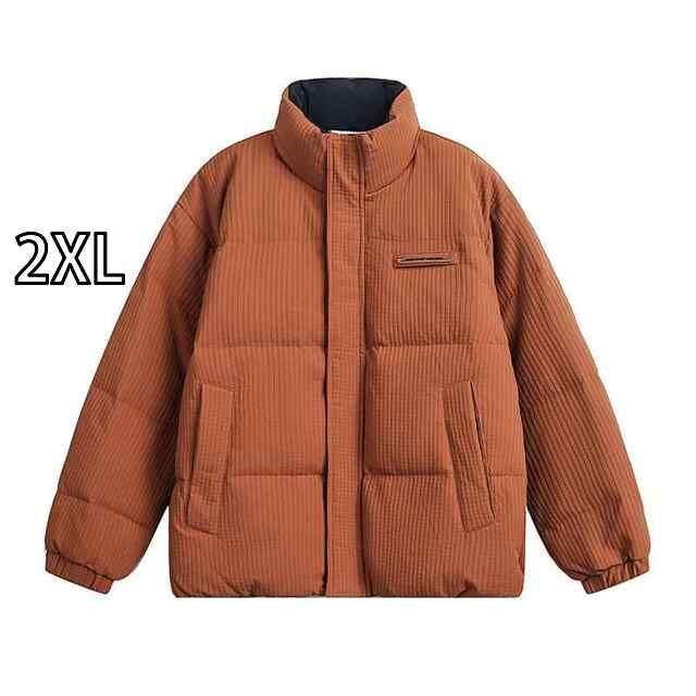 [2XL]秋冬 コーデ メンズ  服 シンプル ファッション オシャレ 大人 かっこいい 大きいサイズ ストリート 紳士服 レトロ スタンドカラー ダウン ジャケット アウター ダック 暖かい 綿入り