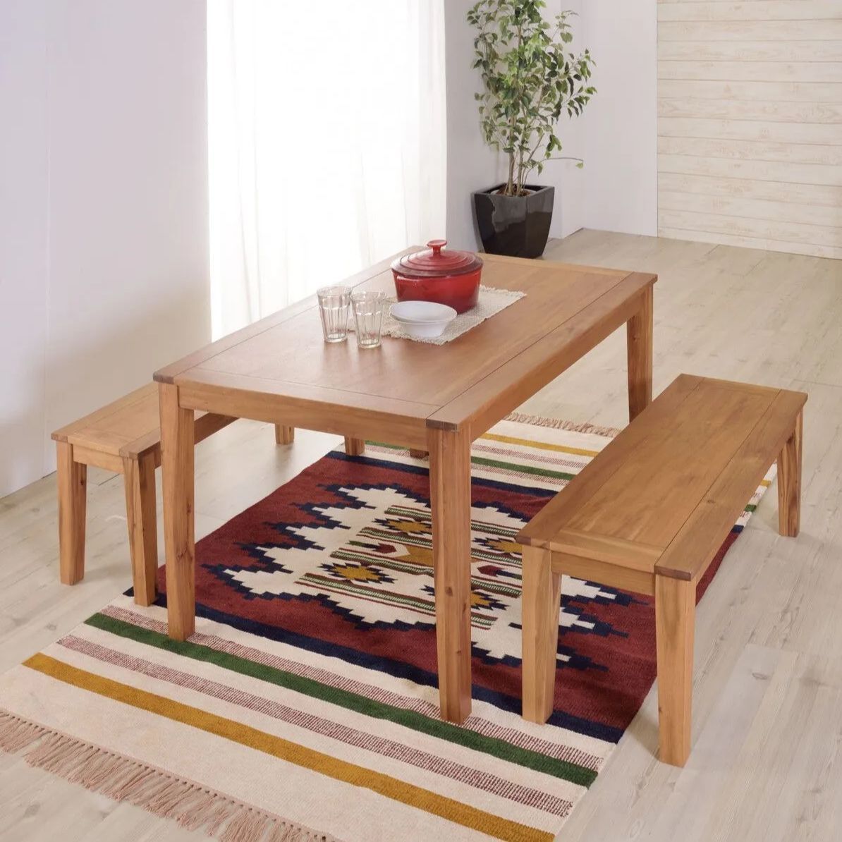 ３人掛 天然木 ダイニングベンチ 幅134cm ダイニング ダイニングチェア 子供 MARWIL-DEMENAGEMENTS_CH