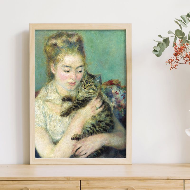 ルノワール 印象派 猫 A4サイズ ルノワール ポスター 猫を抱く女性