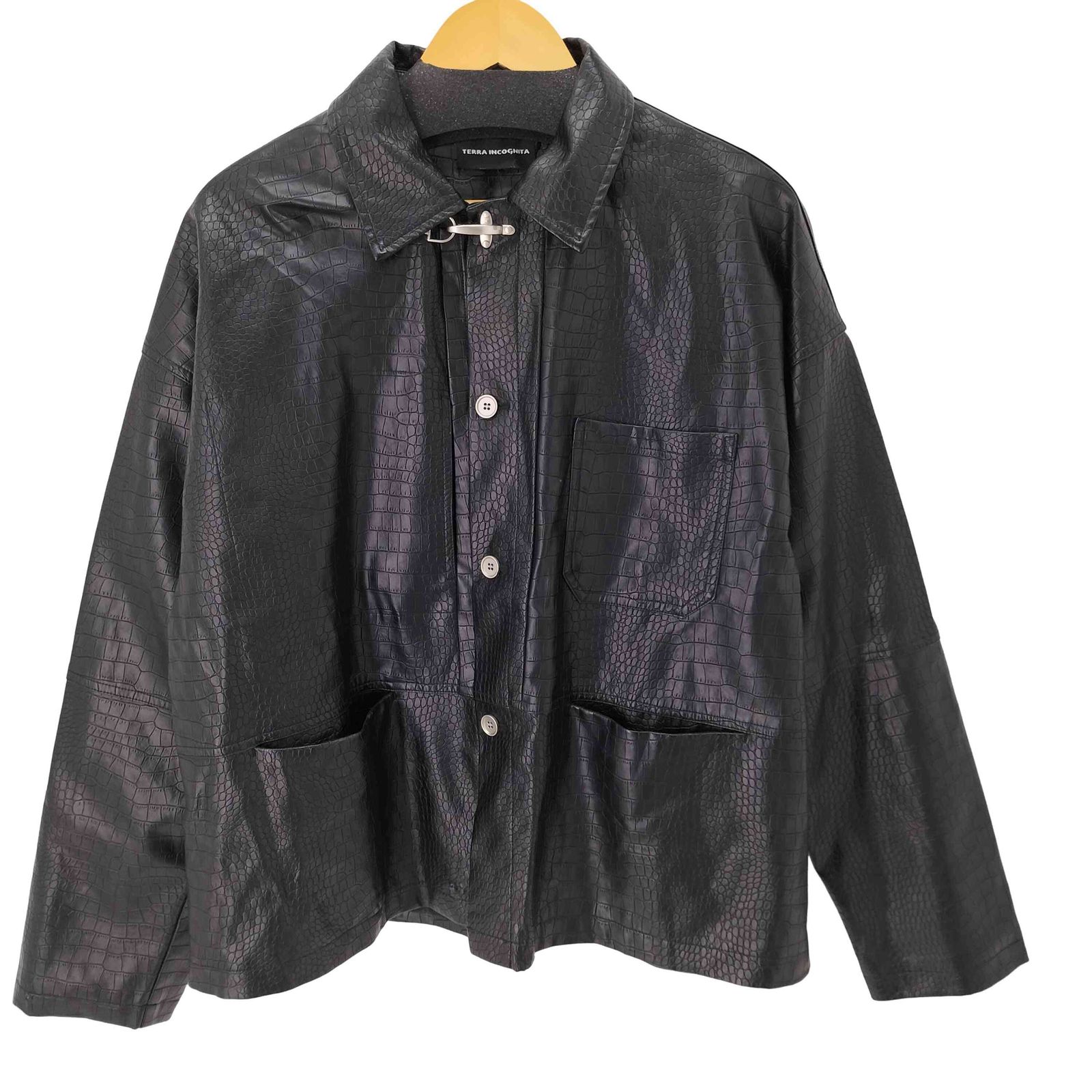 ユーズドフルギ USED古着 {{TERRA INCOGNITA}}クロコ型押しボックスレザージャケット メンズ JPN：XL 