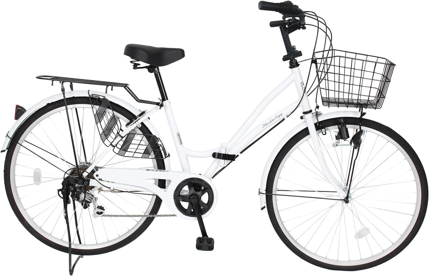 【極美品】21Technology シティサイクル 26インチ 折畳 オートライト MCA266 パールホワイト