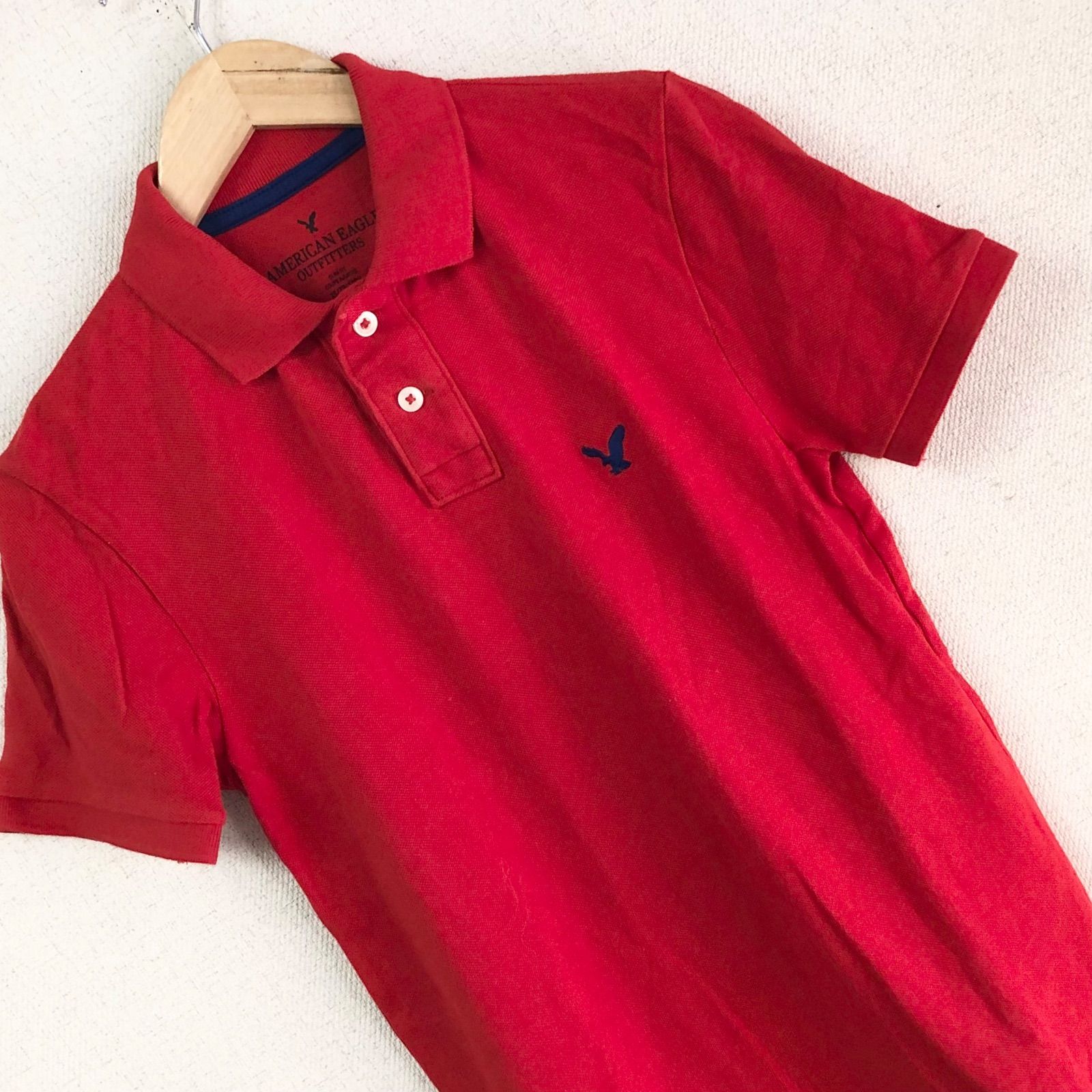 w^)b AMERICAN EAGLE アメリカンイーグル ポロシャツ シャツ 赤 レッド