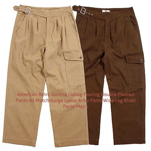★復刻仕様 アメリカンレトロ グルカ ダブルプリーツコットンパンツ ワイドレッグ 2色展開 サイズM～2XL 大きいサイズ 軍物★MZBM292