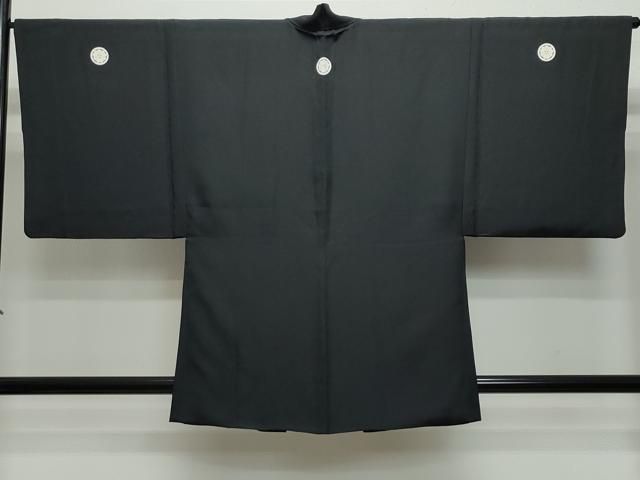 平和屋着物○男性 黒紋付 羽織セット 正絹 逸品 CAAU9658vf 平和屋着物○