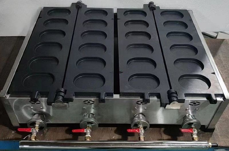 LPガス 楕円形の今川焼機 12穴 2連 楕円形の大判焼器 大判焼き 回転焼き LPガス式 厨房|業務|店舗