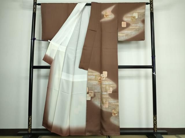 平和屋着物□訪問着 草花文 暈し染め 金銀彩 小田急百貨店扱い