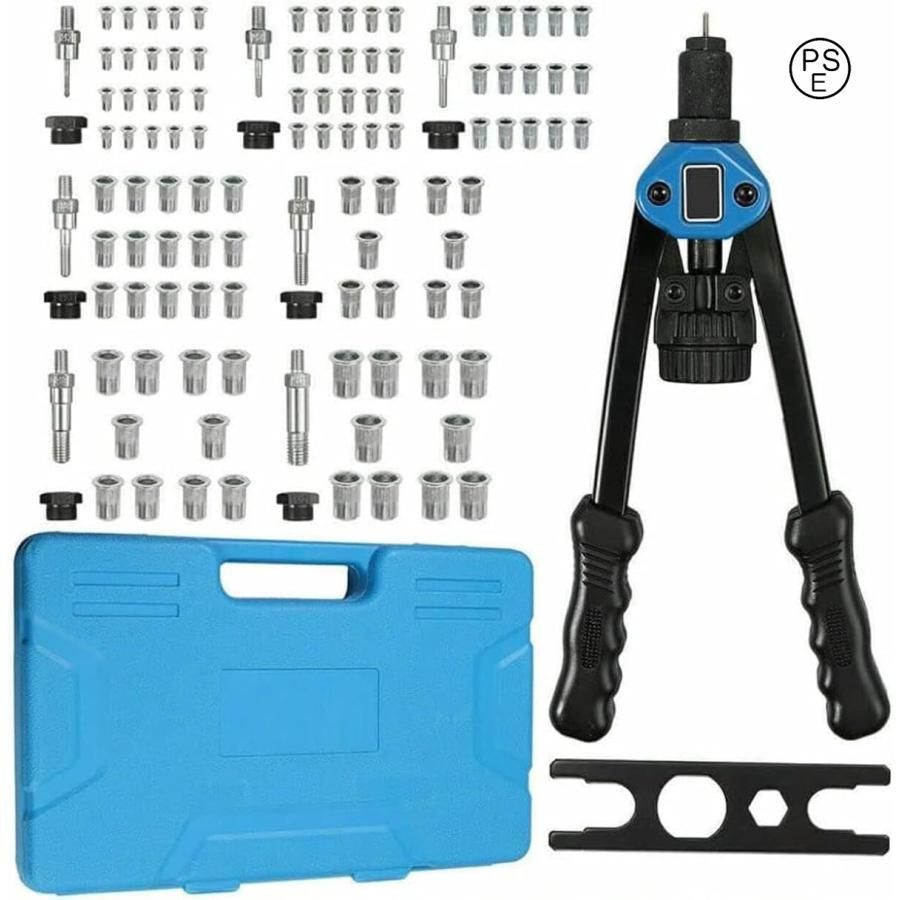 大好評 ハンドリベッターセット リベット ハンドナッター リベットツール リベット両手式用工具 M3|M4|M5|M6|M8|M10|M12などに対応 DIY 接着 結合 穴あけ 110pcs