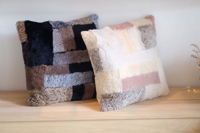 STAMP AND DIARY × Owen Barry SQUARE PATCH CUSHION 45x45cm natural クッション オーウェンバリー NEXPOTALLINN_EU