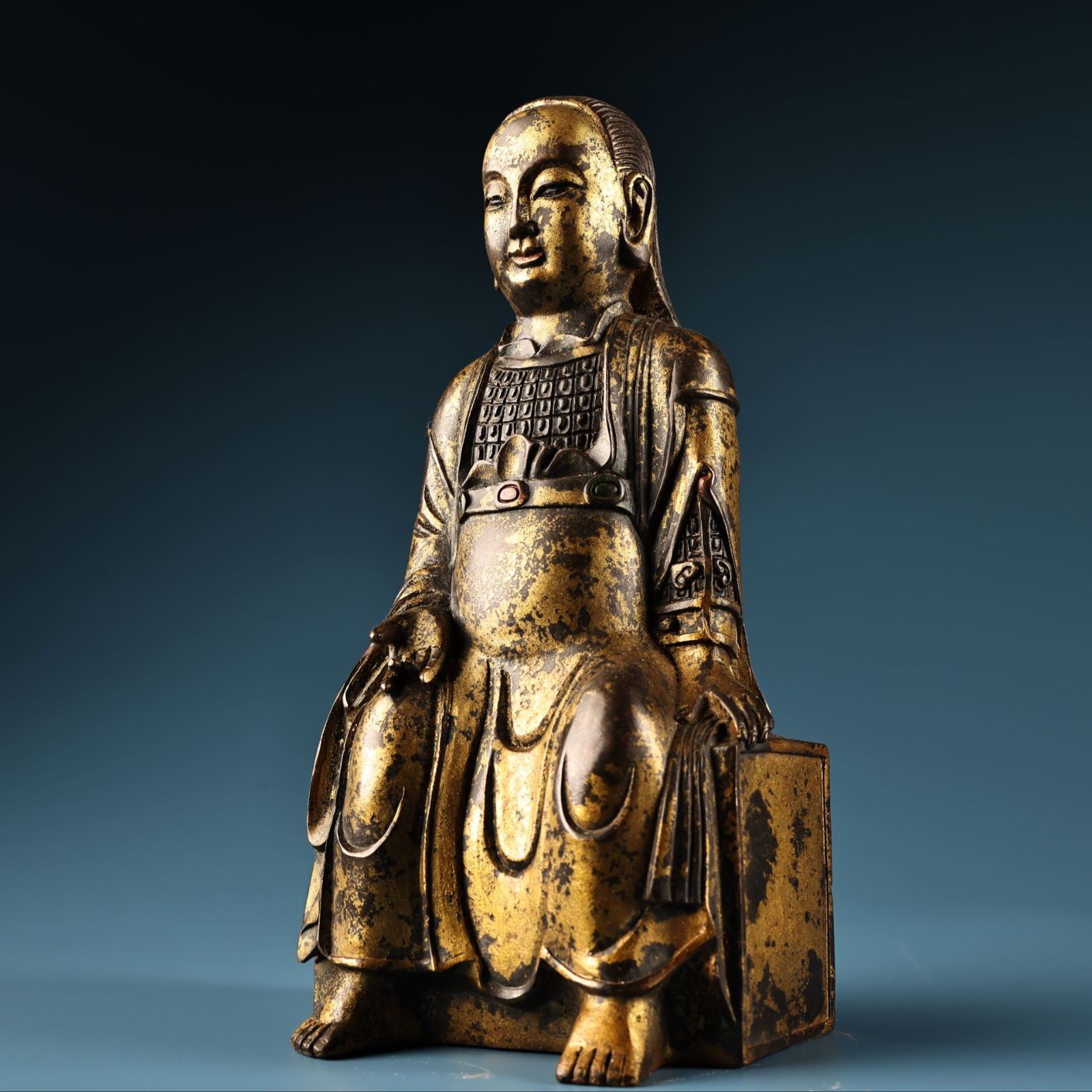 仏教美術 古寺廟地出土 北魏時期 銅製 真金鍍 菩薩像 仏像 仏教