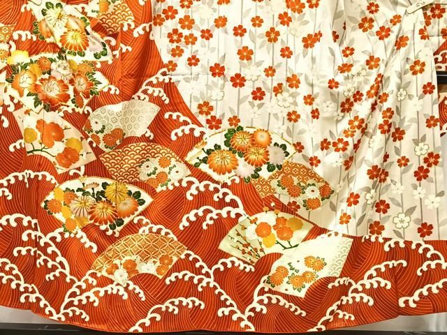 豪華振袖　駒刺繍　絞り　地紙花文 銀糸 銀彩 やまと誂製 正絹 逸品 成人式 平和屋着物□豪華振袖 駒刺繍 絞り 枝花文 暈し染め 金彩 正絹