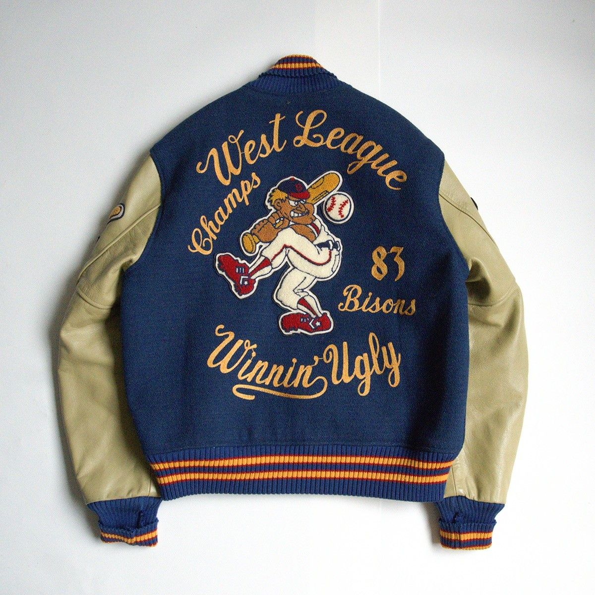 WHITESVILLEレザースリーブ スタジャンスタジアムジャンパー 40